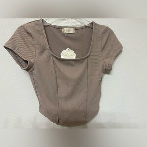 NWT Beige Altar’d State ribbed shirt Wmn Size XS